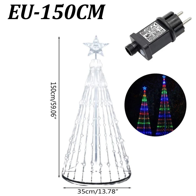Led árvore de natal luz corda cachoeira estrela luzes ao ar livre multicolorido para jardim quintal festa de casamento árvore de natal decoração superior