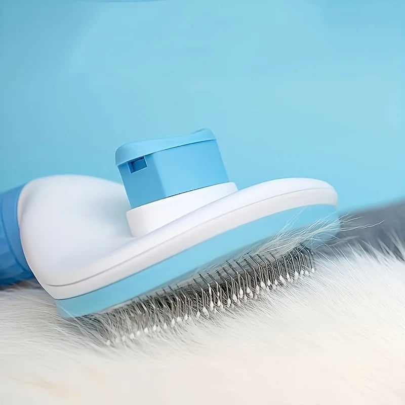 Escova para Remoção de Pelos de Gatos e Cães com Mecanismo de Um Toque - Pente de Higiene para Animais de Estimação de Alta Resistência