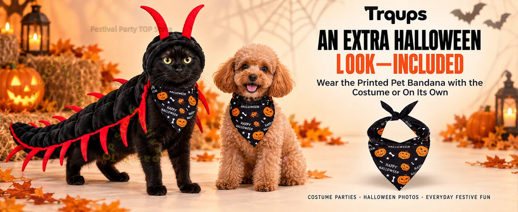 Fantasias de Halloween de Centopeia para Gatos e Cães, Roupas de Cosplay 3D de 50'', Roupa de Halloween para Animais de Estimação, Adereço Fotográfico para Uso Externo