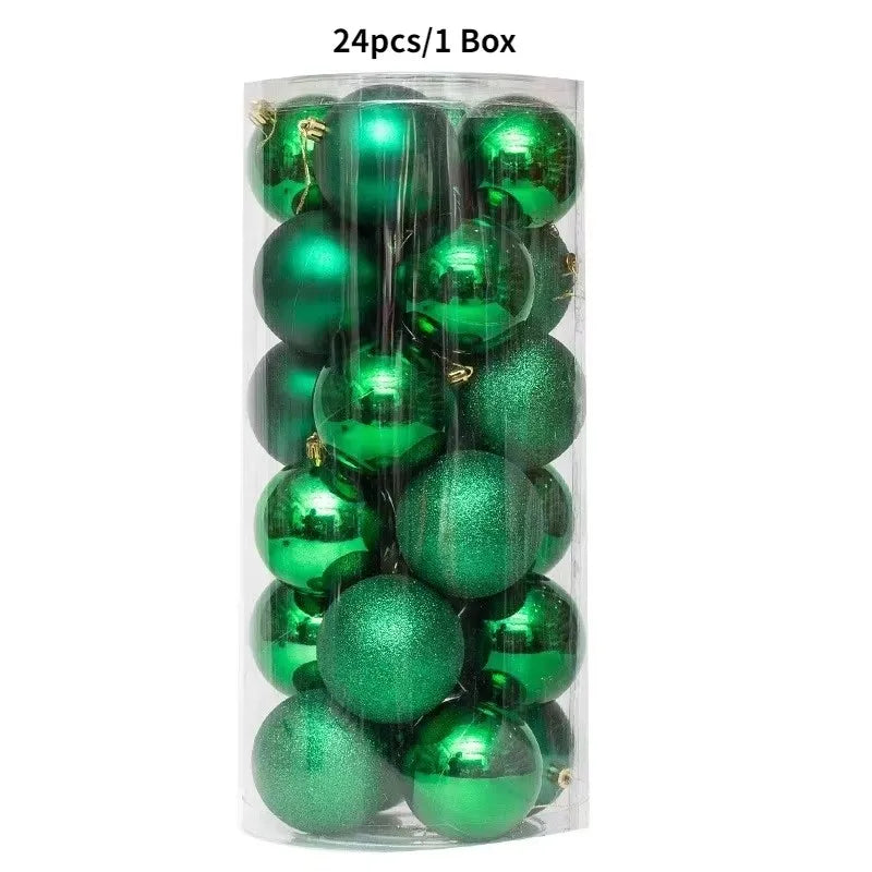 24 Bolas de Natal para Decoração de Árvore de Natal, Enfeites para Decoração de Casa, Halloween, Ano Novo, Acessórios de Bolas Pendentes de Natal