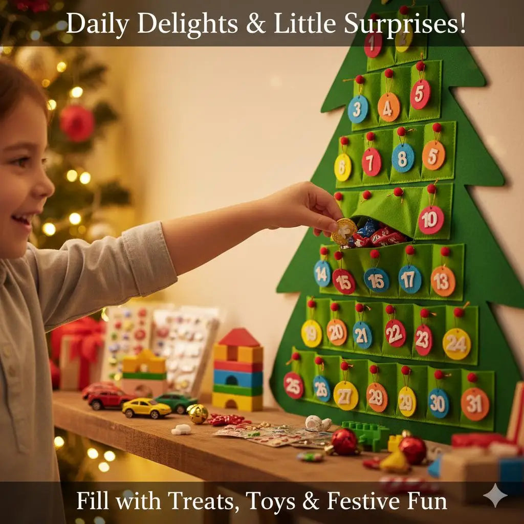 Calendário de Contagem Regressiva para Decoração de Árvore de Natal, Calendário de Advento Reutilizável DIY para Pendurar, Decoração de Festa de Natal e de Casa