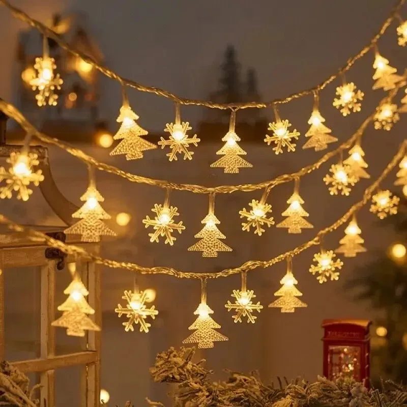 3m 2025 decoração de natal para casa luzes de natal floco de neve luzes da corda fada lâmpada led ano novo 2026 árvore jardim