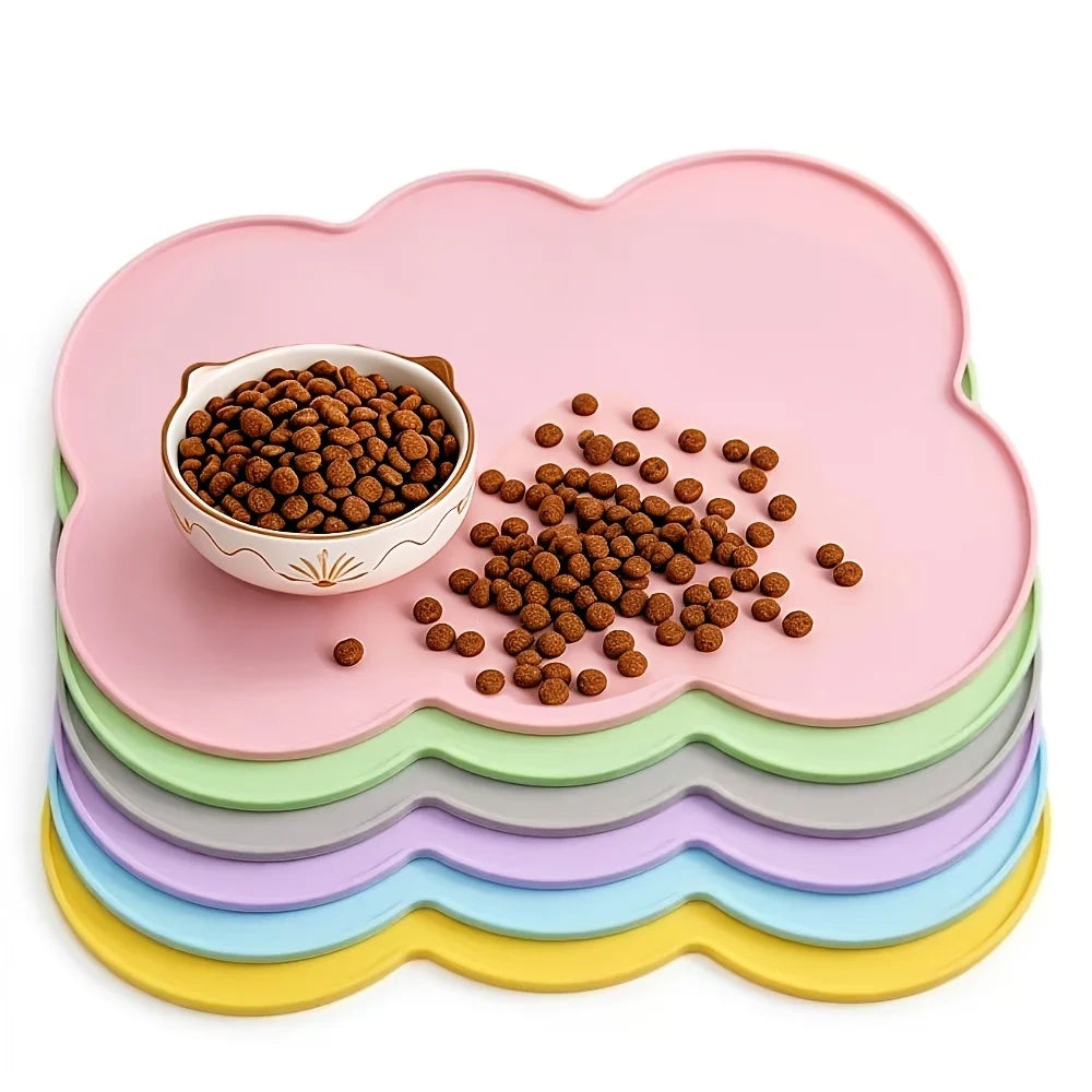 Tapete de Silicone para Animais de Estimação, à Prova de Vazamentos e Antiderrapante para Cães e Gatos, Tapete Oval para Tigelas