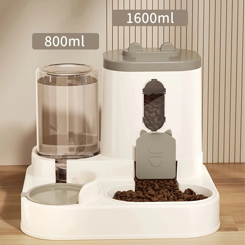 Comedouro de Grande Capacidade para Animais de Estimação com Dispensador Automático de Água Integrado, Tigela para Gatos, Tigela para Cães, Suprimentos para Animais de Estimação