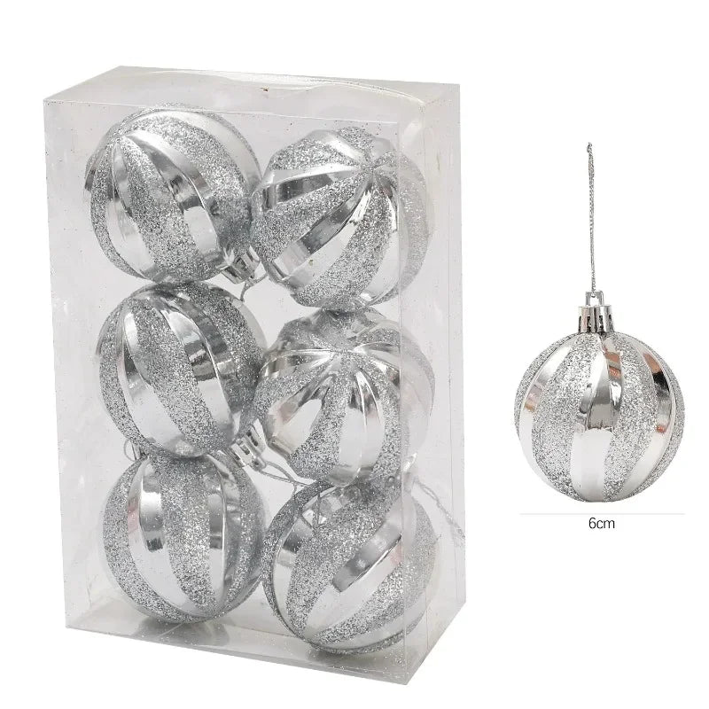 Bolas de Glitter de Natal 24/6x, Enfeites para Árvore de Natal, Bolas Pendentes para Árvore de Natal, Presente de Ano Novo, Decoração para Festa em Casa