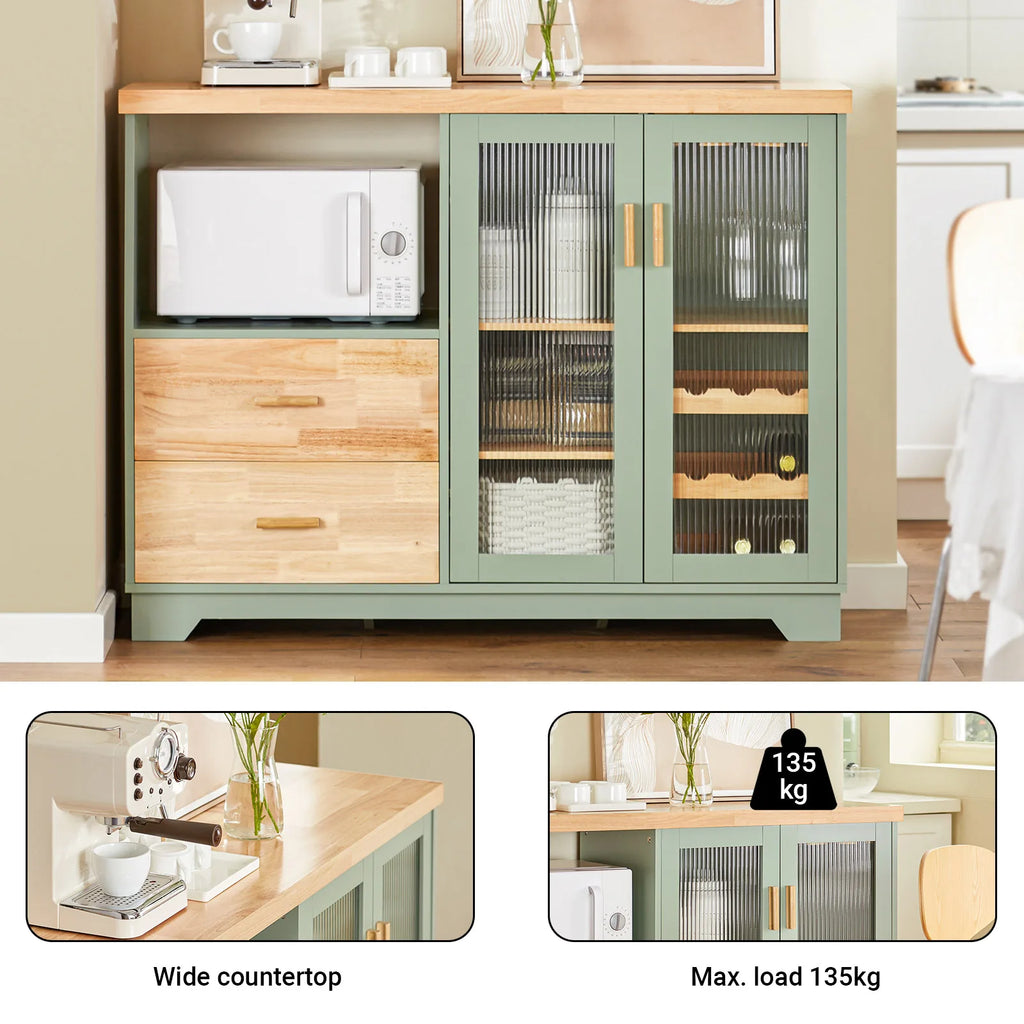 SoBuy FSB81 Buffet Buffet com 2 portas de vidro Armário de cozinha Armário de corredor Armário lateral Armário de micro-ondas