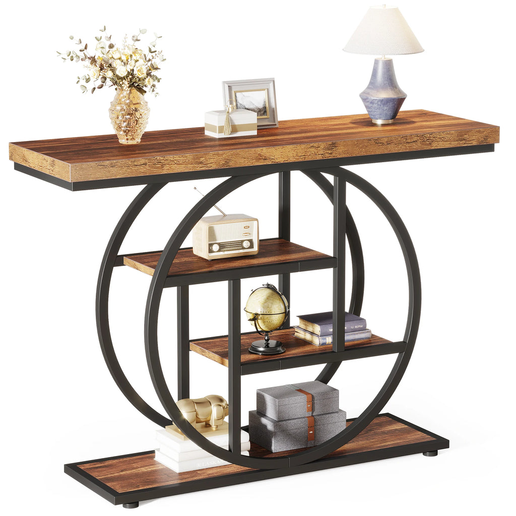 Industrial Entryway Console Mesa para Sala de Estar, Foyer Corredor Mesa para Entrada, 4-Tier Mesa, 41,3"