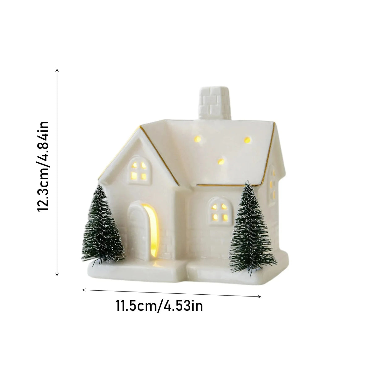 Enfeites de Cerâmica Criativos para Árvore de Natal: Casa de Neve Luminosa para Arranjo de Cenário e Pequenos Enfeites de Mesa
