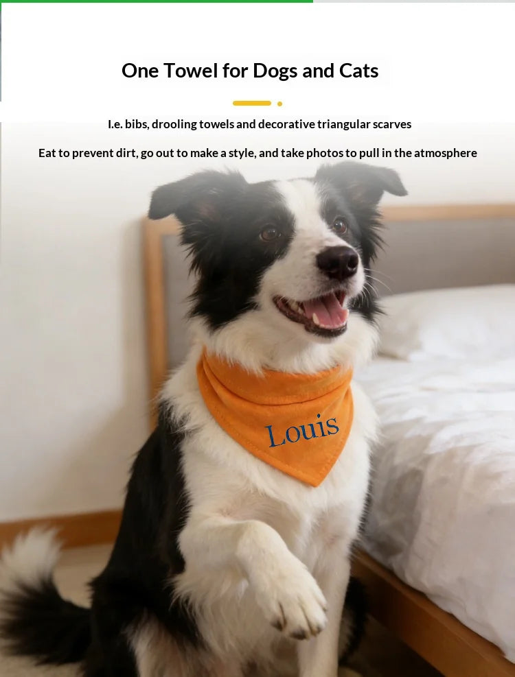 Bandana Personalizada Bordada para Cães, Lenço Triangular Ajustável Multicolorido Anti-Saliva para Pets