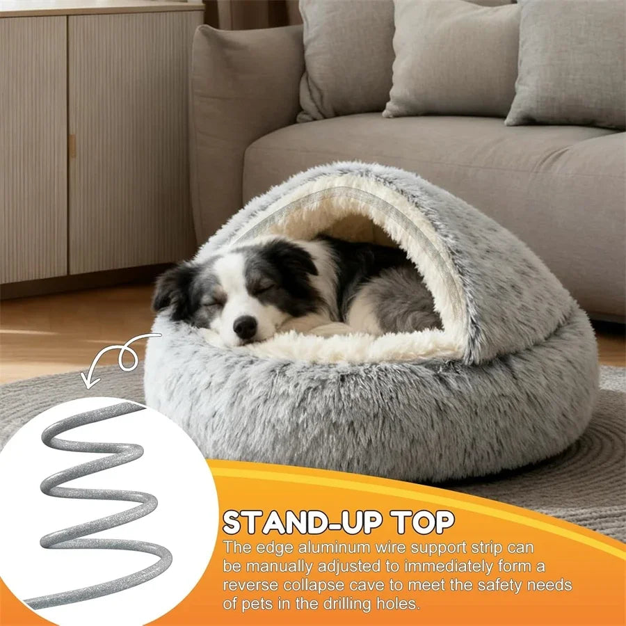 Camas aconchegantes para gatos, colchão para cães, cama quente e macia de pelúcia para animais de estimação, em formato de concha, semi-fechada, ninhos para dormir para gatos, para cães pequenos e gatinhos