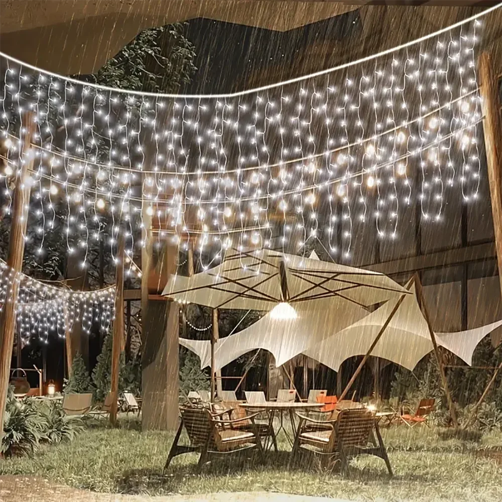 Luzes de Natal Solares em Forma de Gelo 98/162LED com 8 Modos de Iluminação para Jardim, Pátio, Casamento, Festa, Gazebo, Decoração de Natal IP65