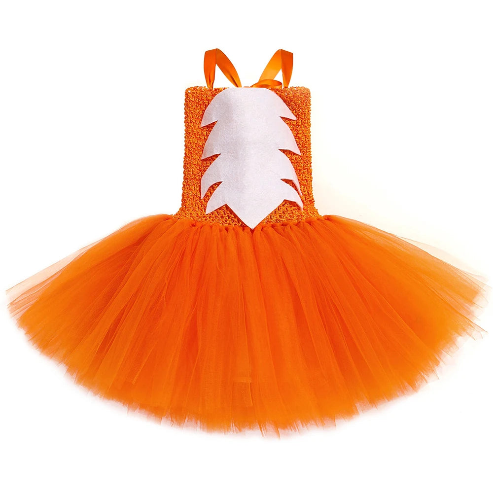 Traje de raposa para meninas laranja dos desenhos animados animal nick wilde tule tutu vestido da criança crianças halloween carnaval festa vestir-se roupas