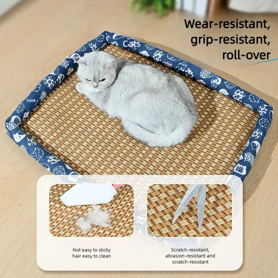 Cama para animais de estimação para gatos e cães, adequada para todas as estações, tapete refrescante de verão, confortável e resistente a pelos, suprimentos para animais de estimação com o.