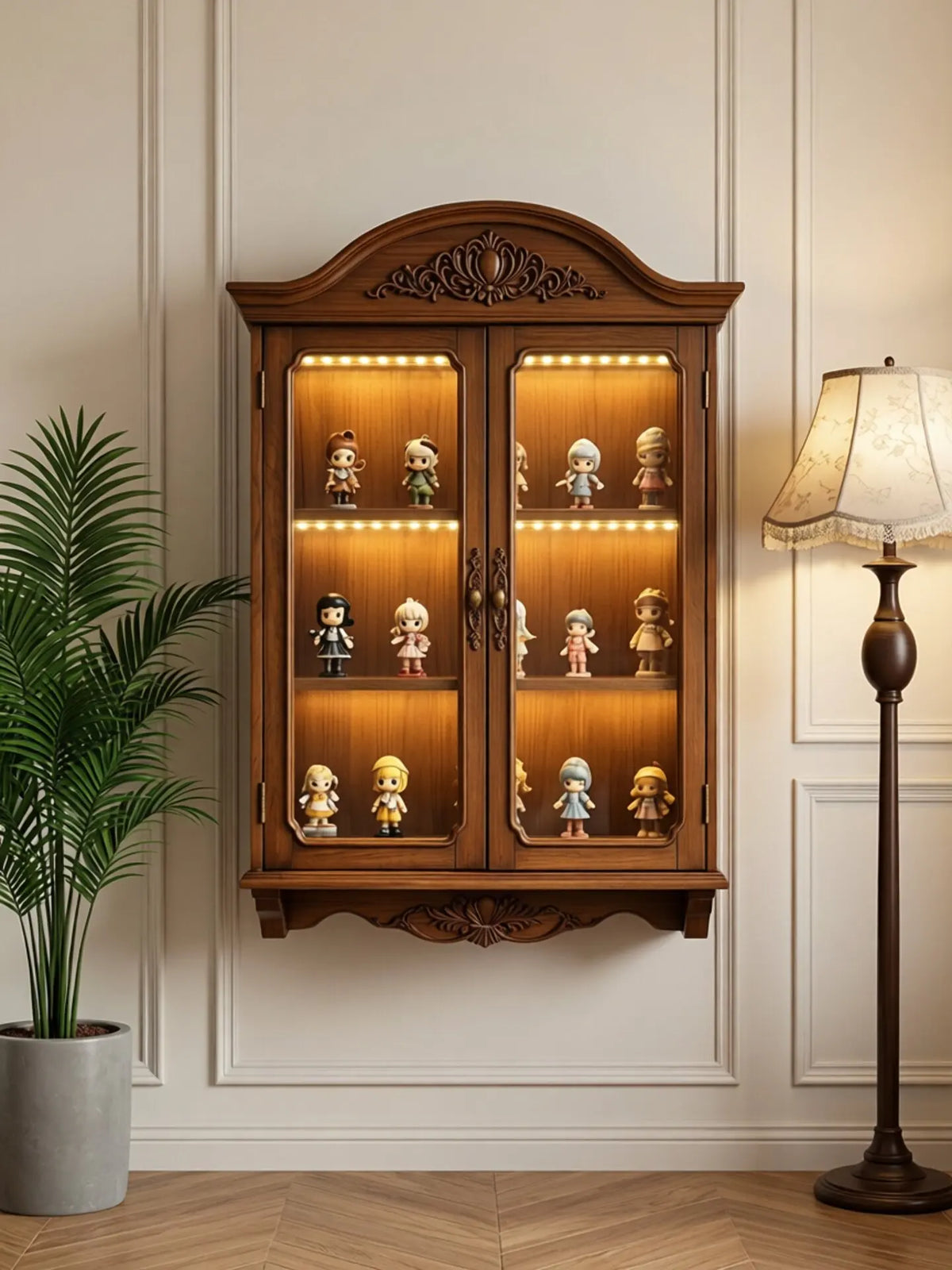 Armário de Armazenamento e Exibição de Madeira Maciça Vintage de Meio Século Montado na Parede para Sala de Estar, Quarto, Escritório, Decoração de Casa, Novo Organizador Inovador