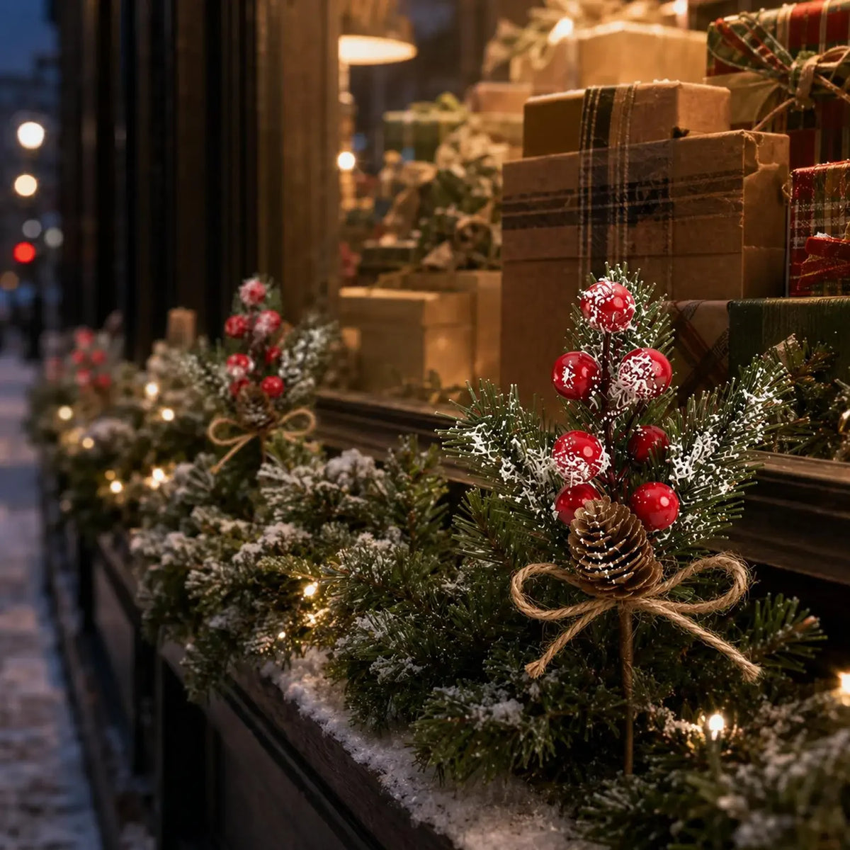 Galhos Artificiais de Frutas Vermelhas e Pinhas para Guirlandas de Natal, Enfeites para Árvore de Natal, Ramos de Pinheiro Perene