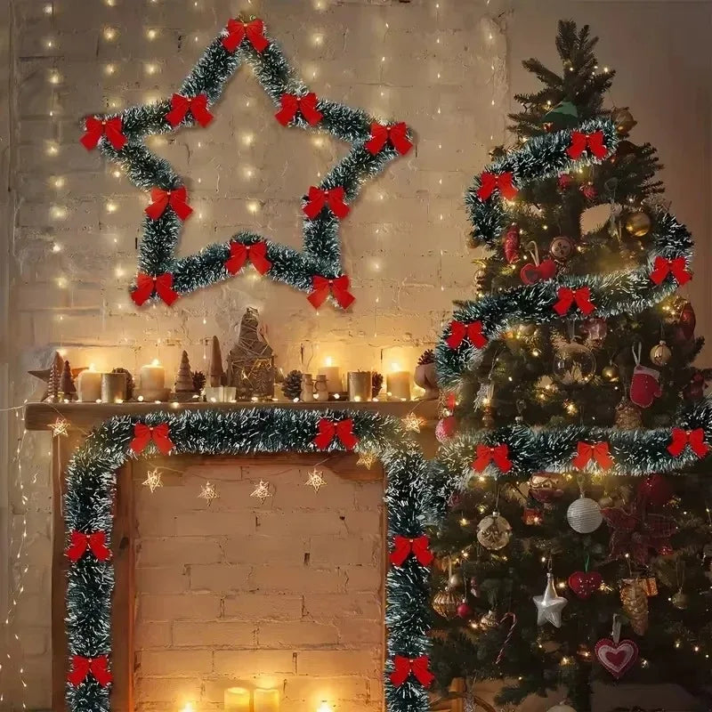 Guirlandas e faixas de Natal com luzes LED, enfeites de árvore de Natal para montar você mesmo, decoração colorida para vitrines e paredes, guirlandas com luzes quentes, 2 metros.