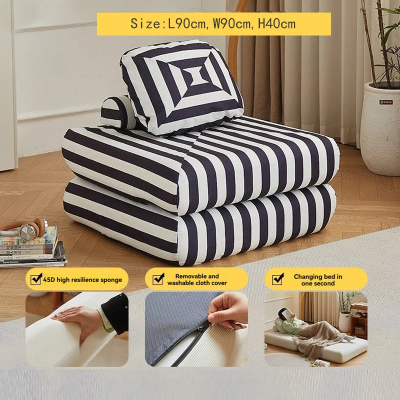 Sofá Individual de Tecido, Sofá-Cama Batata Doce, Tatami Dobrável de Tamanho Pequeno para Sala de Estar, Sofá Preguiçoso Bloco de Tofu