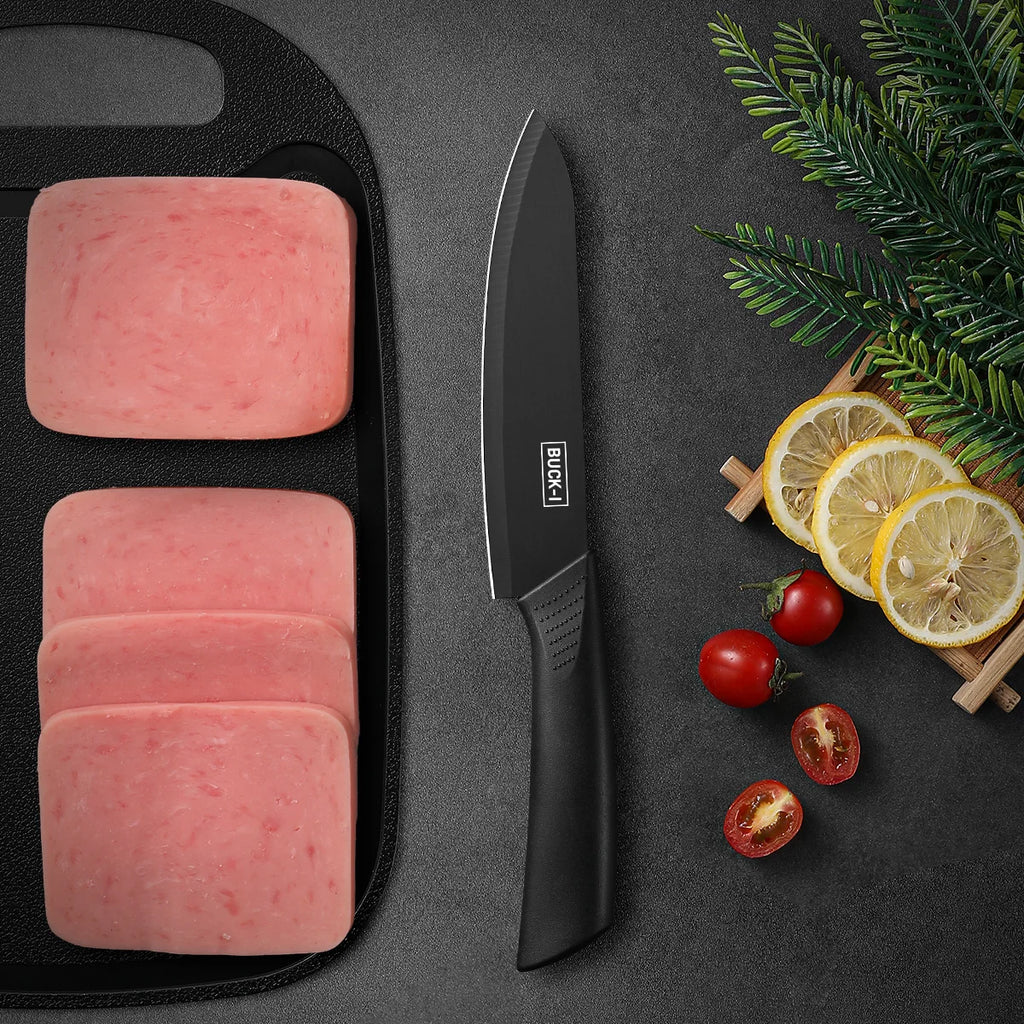 Conjunto de facas de cozinha, incluindo cutelo, faca de chef e faca para frutas, com bloco de facas, adequado para descascar carne e vegetais.