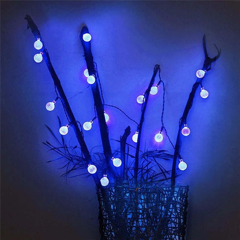 Solar led bola de cristal luz da corda 10m à prova dwaterproof água luzes fadas natal casamento guirlanda jardim gramado árvore decoração ao ar livre
