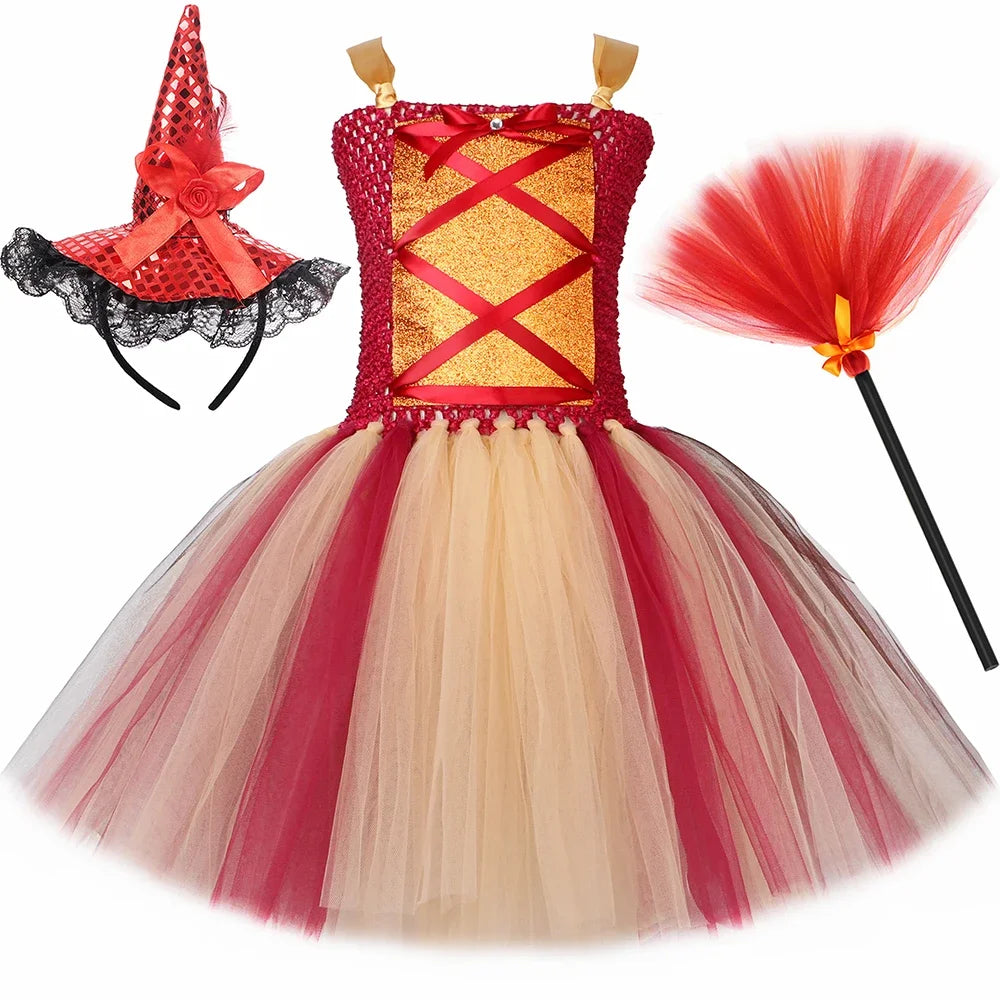 Sanderson irmãs bruxa traje para meninas halloween carnaval festa tutu vestido hocus pocus traje crianças fantasia vestir-se roupas