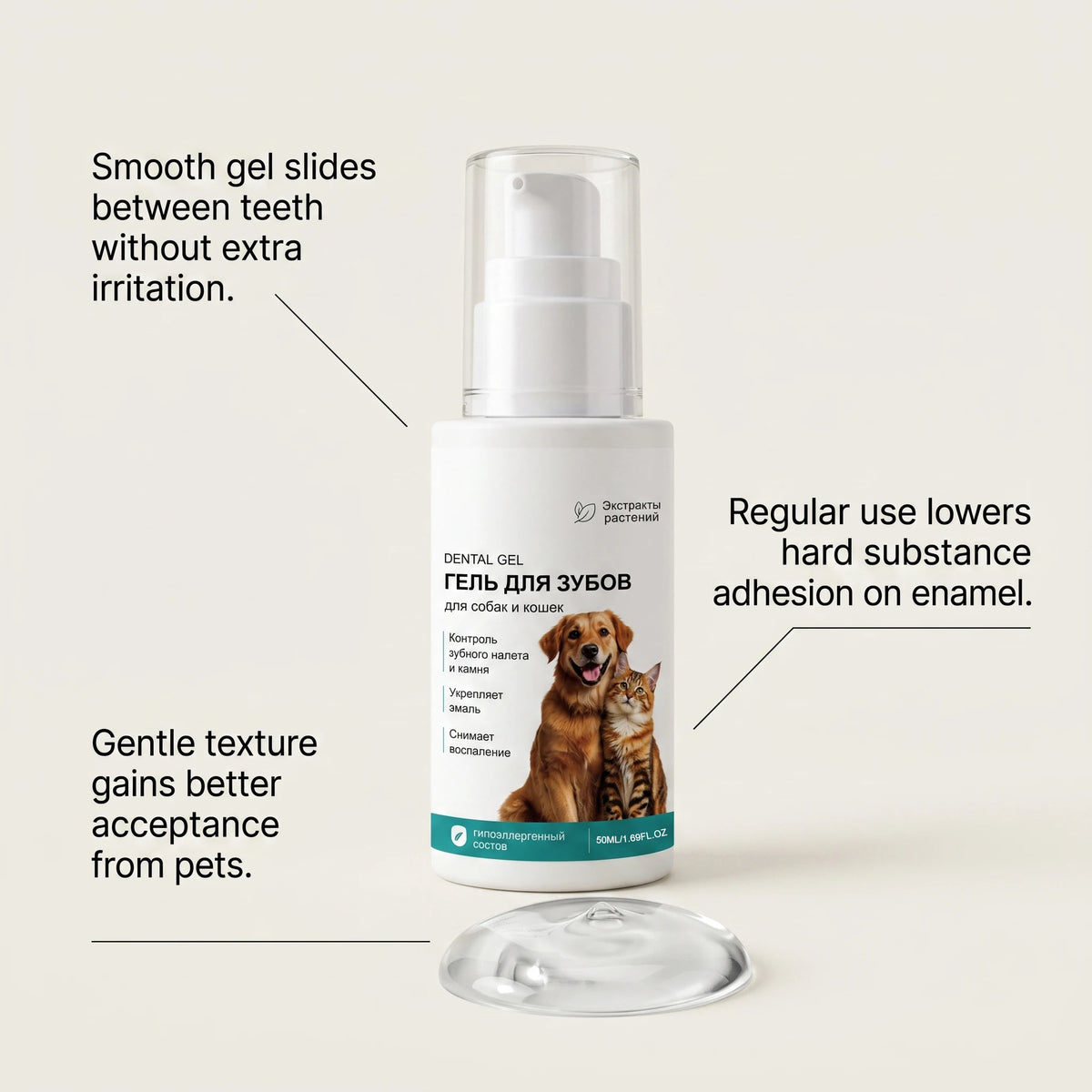 Gel para Cuidados Dentários de Animais de Estimação, Manutenção da Superfície dos Dentes, Refrescante do Hálito e Calmante para as Gengivas, Gel Suave e Seguro para Lamber para Cães e Gatos