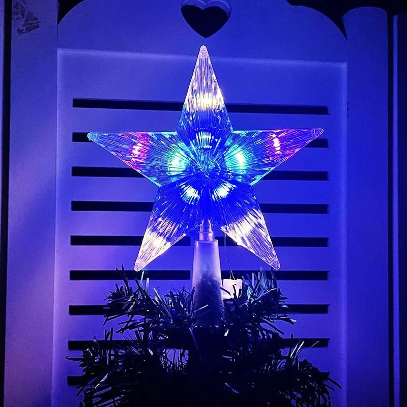 Estrela de topo para árvore de Natal, luminária estrela brilhante, decoração de Natal, artigos para festas em casa, enfeite de Natal, presente.
