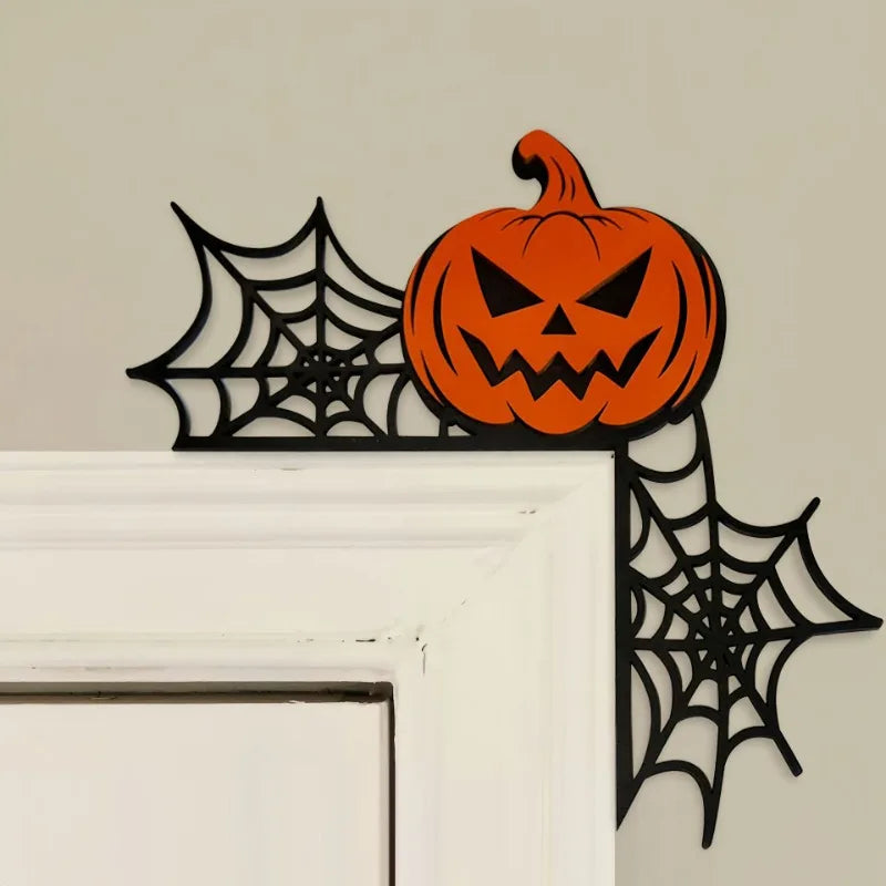 Halloween nova moldura de porta de madeira decoração porta canto casa aranha morcego fantasma decoração estilo gótico ornamento de halloween