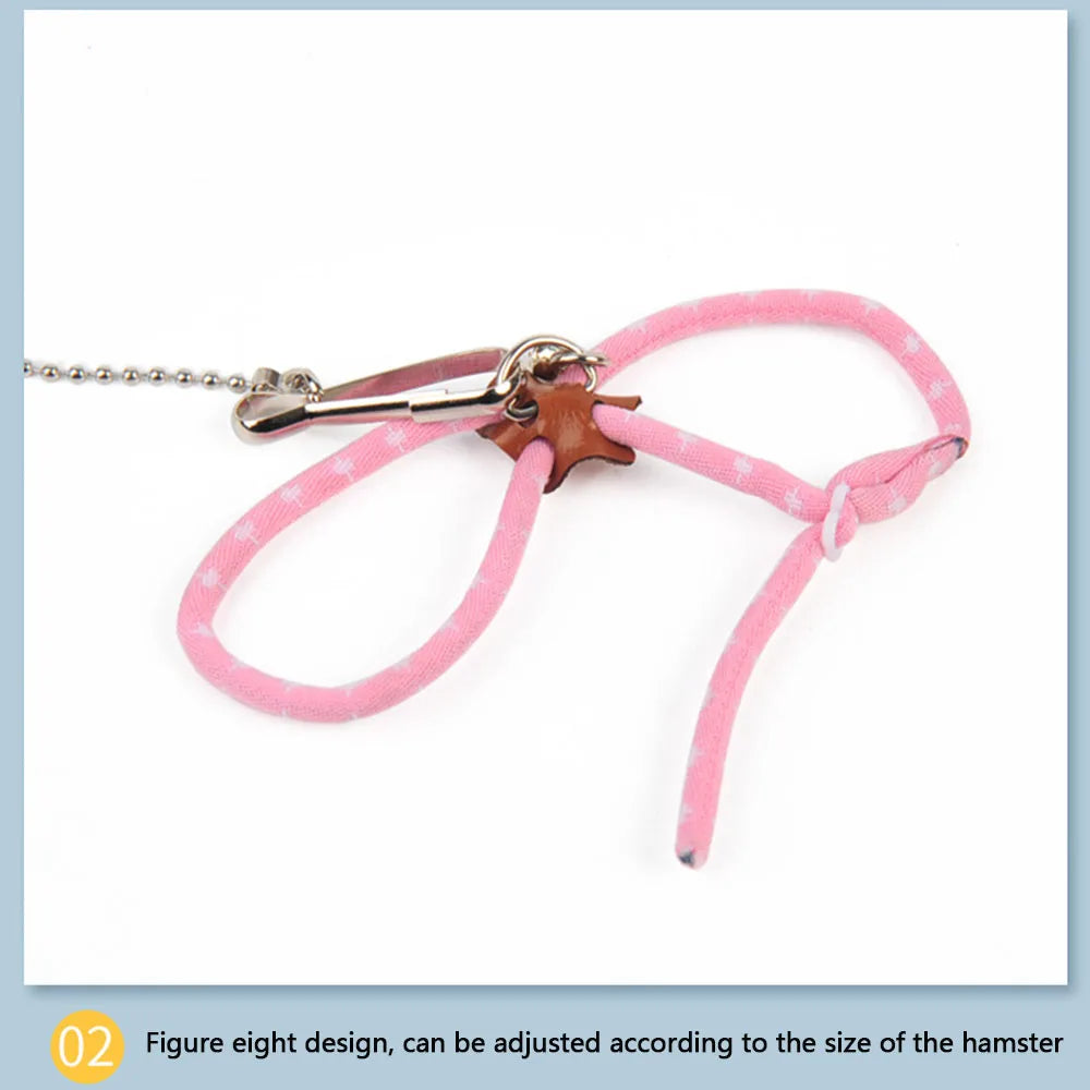 Pet ajustável macio arnês sino trela conjunto mouse hamster furões rato animal de estimação porco trela hamster arnês corda anti-mordida pet andando