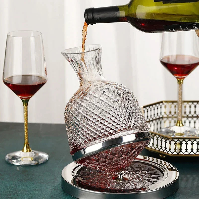 360 rotativa decantador de vinho tumbler 1500ml decantador dispensador garrafa de vidro cristal aerador vinho espelho jarro presente barra decoração