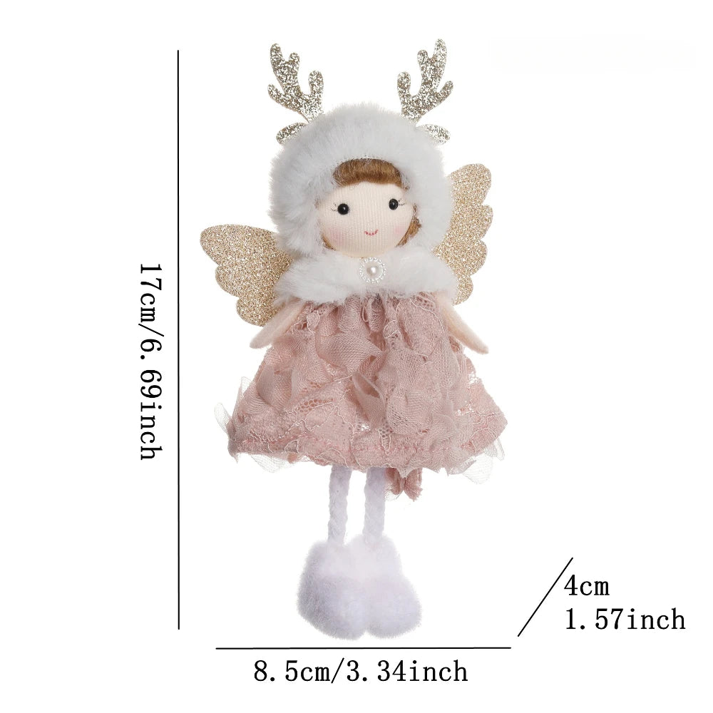 Natal Pendurado Malha Sequin Saia, Anjo Xmas Árvore Pingente Enfeites, Decoração de Casa, Noel, Presentes, 2022