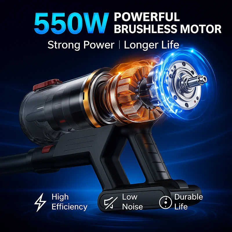 550w 50kpa vara aspirador de pó sem fio bateria removível handheld inteligente vassoura led touchscreen aspirador pó para piso casa