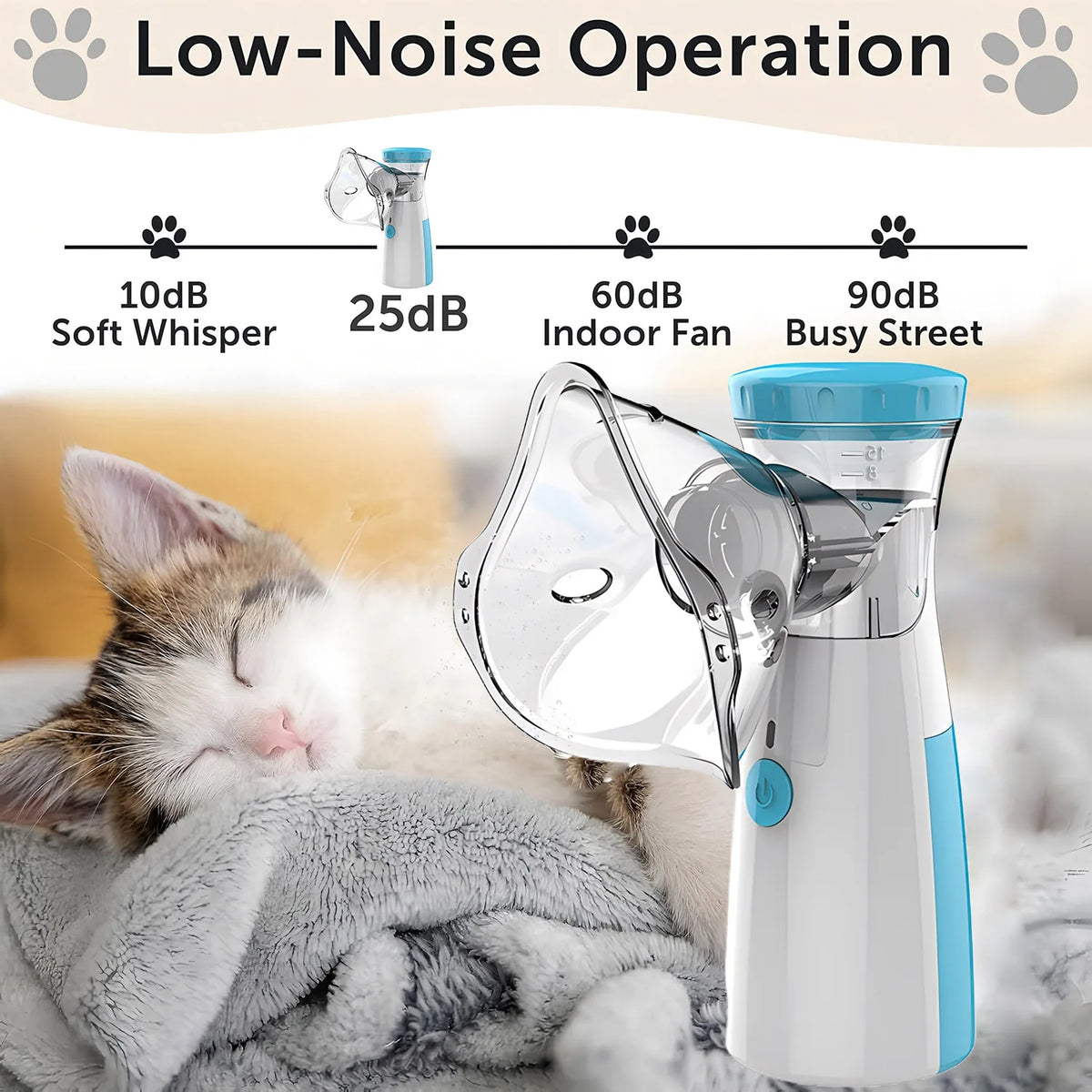 Nebulizador Portátil para Animais de Estimação, Dispositivo de Inalação para Gatos e Cães, Suprimentos para Tratamento e Alívio Respiratório em Casa
