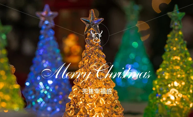 Natal 2025 atividade atmosfera arranjo enfeites de mesa árvore luminosa natal cristal transparente decoração de ano novo