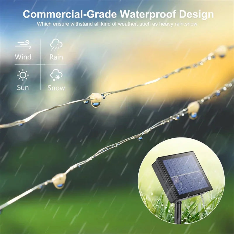 32m solar led luz ao ar livre festão lâmpada jardim luz de fadas corda led cintilação à prova dwaterproof água lâmpada natal guirlanda decoração quintal
