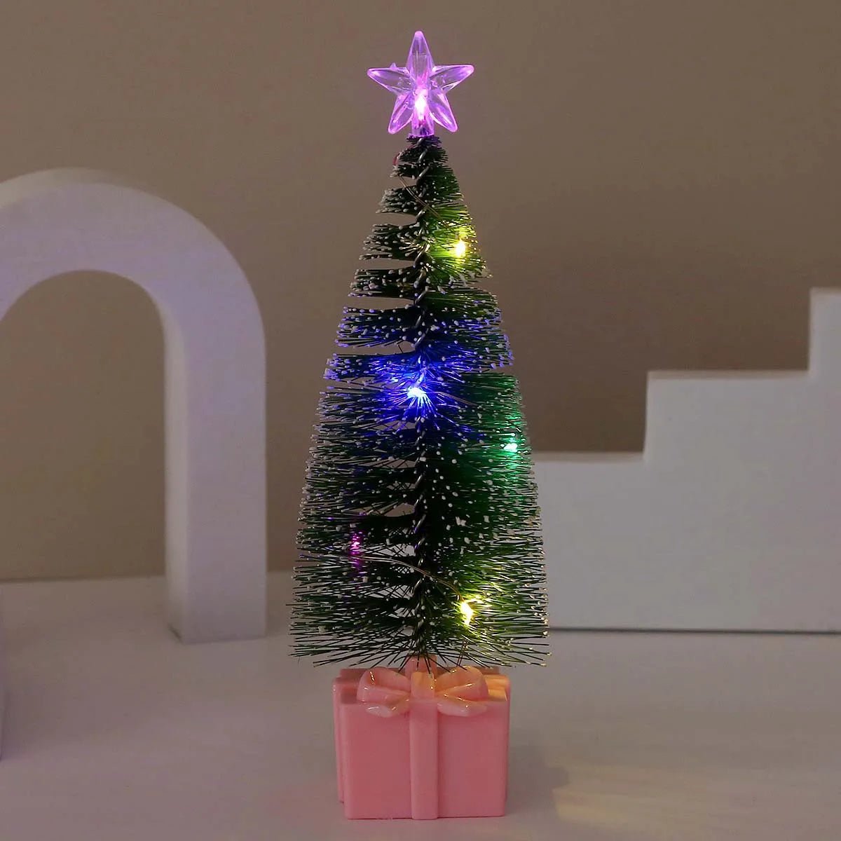Luminoso mini árvores de natal luzes led decoração para casa velas eletrônicas presentes das crianças ano novo festa de natal ornamento - Kasa & Pet