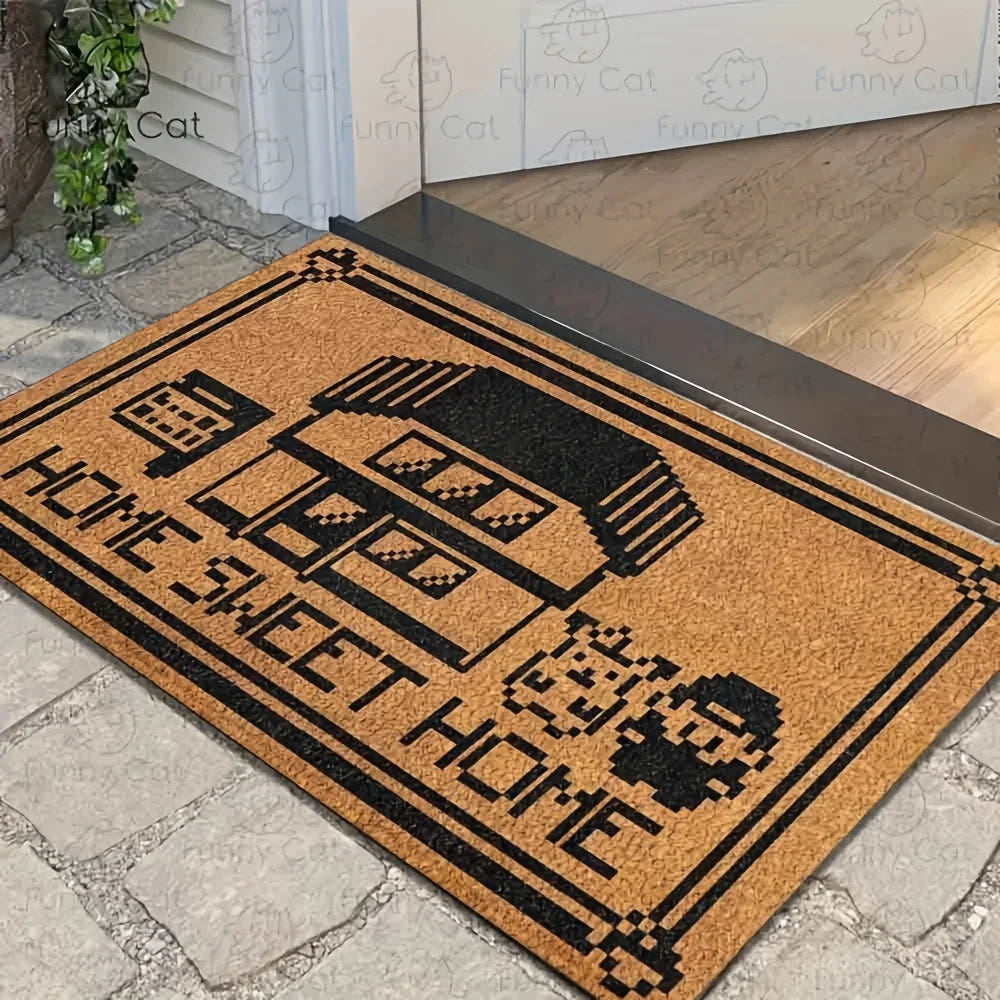Tapete de porta estilo pixel VIKAMA - Durável e resistente a manchas - Tapete de entrada interno e externo - Tapete decorativo para casa
