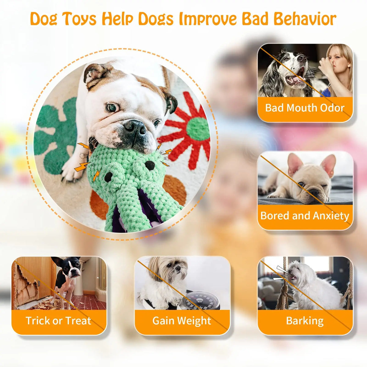 Brinquedo de Pelúcia Interativo para Cães, Polvo com Som e Tentáculos Crocantes, Brinquedo de Mastigar em Formato de Abacaxi com Apito e Som de Crocante, para Cães Pequenos e Médios