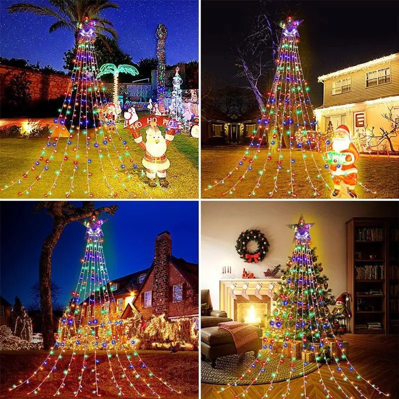 Led estrela cachoeira luzes decorações de natal luzes da corda ornamentos de árvore de natal para casa 2025 navidad natal ano novo 2026