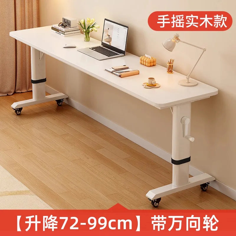 Mesa para laptop com cama ajustável e rodas |   Mesa de computador com rodinhas para móveis de quarto |   Mesa de madeira maciça com manivela manual