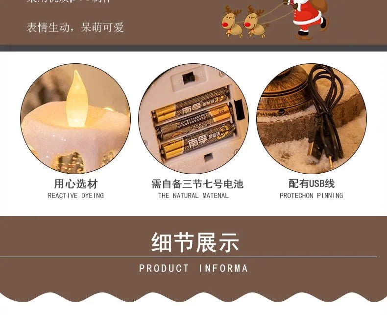 Crystal Snow Candles Lights para Decorações de Natal, Scene Layout, Holiday Gifts, Children's Birthday Gifts