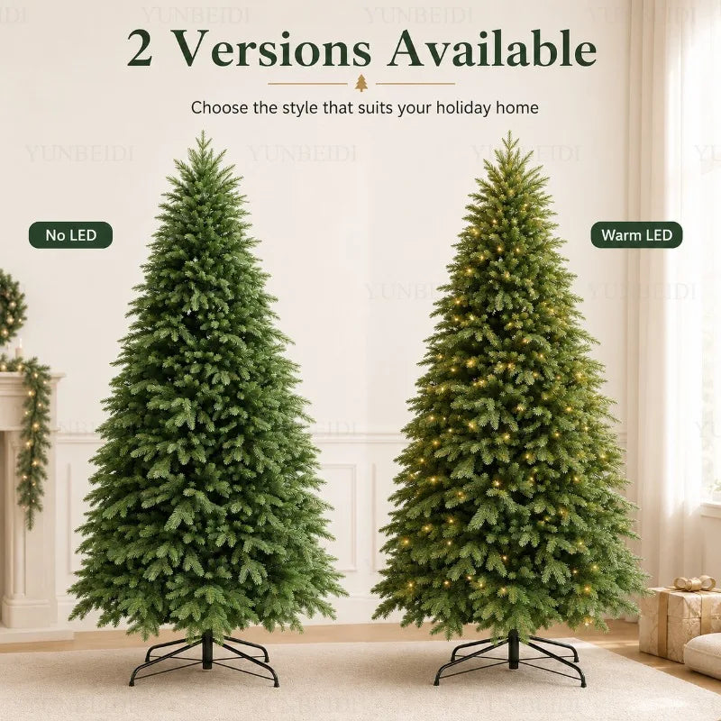 Árvore de Natal Artificial 100% PE com Luzes LED de Alta Qualidade, Grande Árvore de Natal de 1,2m a 2,4m para Decorações de Natal em Casa