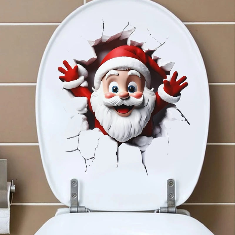 Natal boneco de neve adesivo higiênico feliz natal festa decoração 2025 natal decoração do banheiro navidad natal presente de ano novo 2026