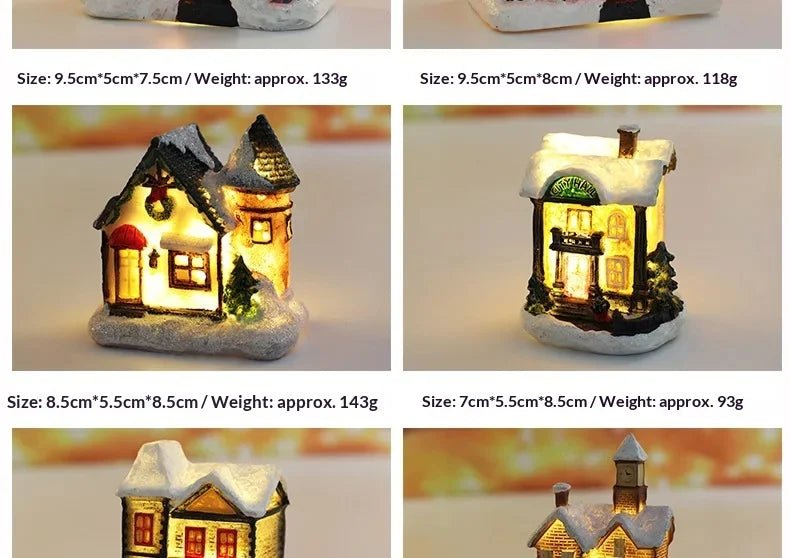 Natal led luz casa enfeites de árvore de natal led resina pequena vila casa natal brilho decoração presente feliz ano novo decorações dc05