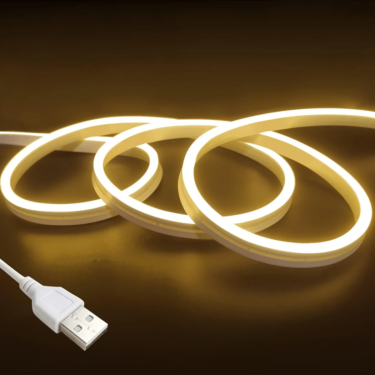 Fita de LED Neon USB DC 5V com Sensor de Toque Regulável, Fita de Silicone Flexível à Prova d'Água para Decoração de Ambientes Externos