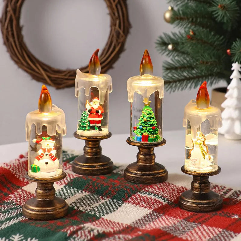Natal led vela globo de neve luzes nevando floco de neve lâmpadas decorativas presentes criativos do feriado para decoração de natal