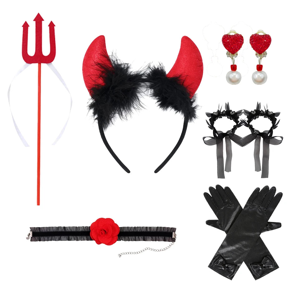 Vestido clássico de bruxa preta para meninas, fantasia de halloween com chapéu pontudo e acessórios de vassoura, fantasia de bruxa elegante para meninas