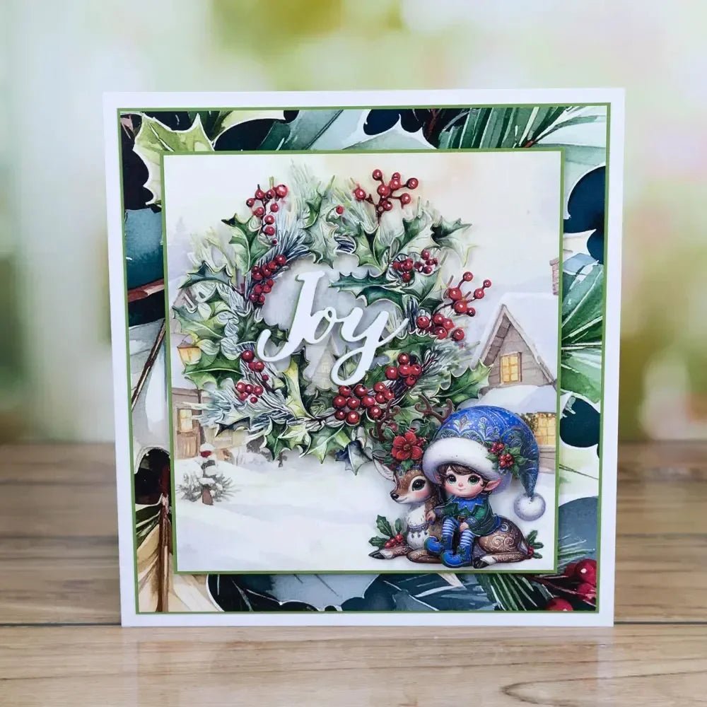 Cortador de Metal e Estêncil para Papel DIY de Álbum de Fotos com Temas de Natal: Brilho Cintilante, Confetes, Raminhos e Bagas