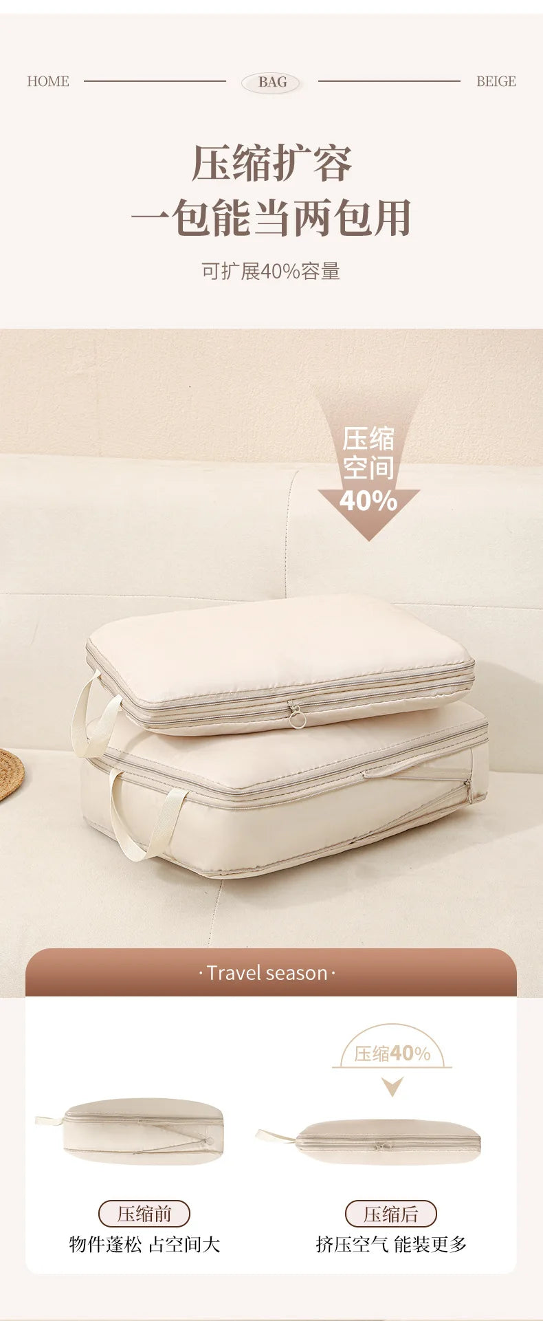 Conjunto de cubos de embalagem de viagem de 4 unidades – Organizadores de roupas de compressão para mala, sacos de armazenamento de bagagem à prova d'água e organizadores de gaveta