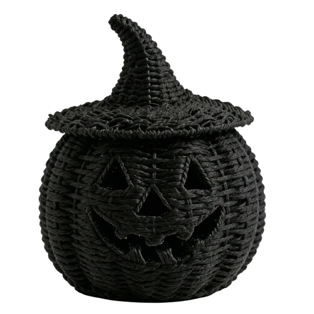 Decorações de Halloween, Lanterna de Abóbora de Vime Feita à Mão, Caixa de Armazenamento em Forma de Chapéu de Bruxa, Estátua Decorativa para Casa, Ornamentos de Natal