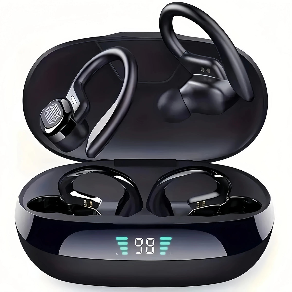 True Wireless Earbuds, TWS Headphones with Microphone, Sports Ear-Clip Headphones, Stereo In-Ear Headphones with LED Display